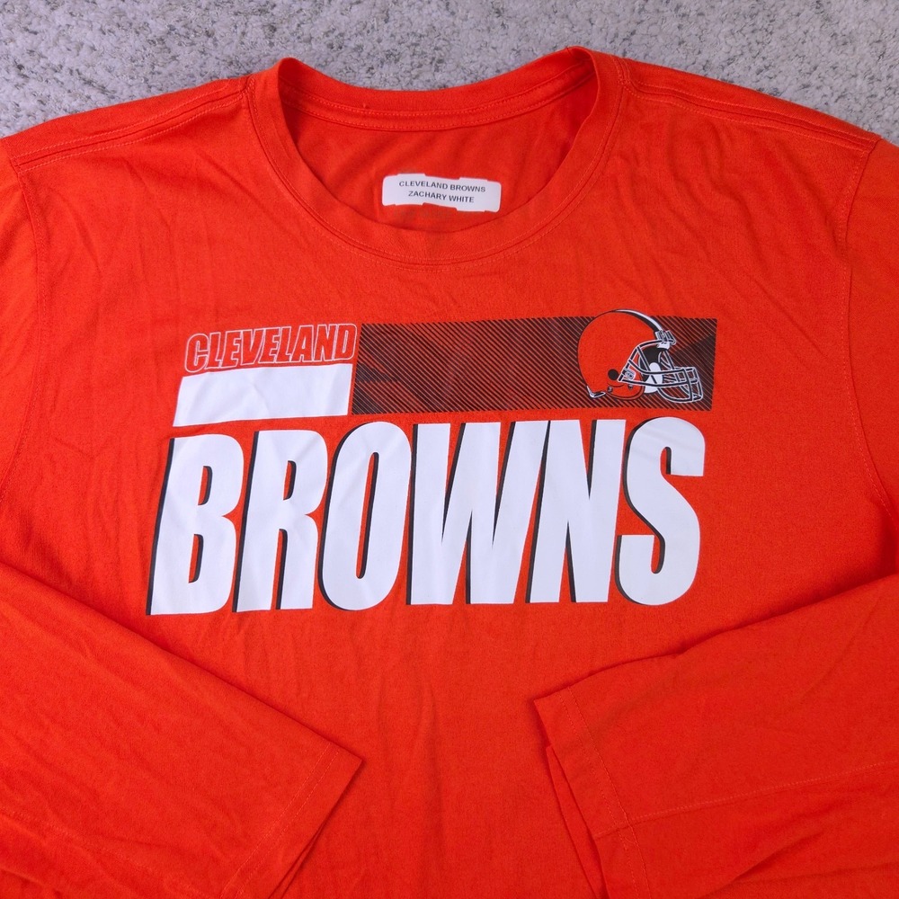 Cleveland Browns Shirt Mens Large Team Issued Nike Long Sleeve Crew Neck Dri Fit